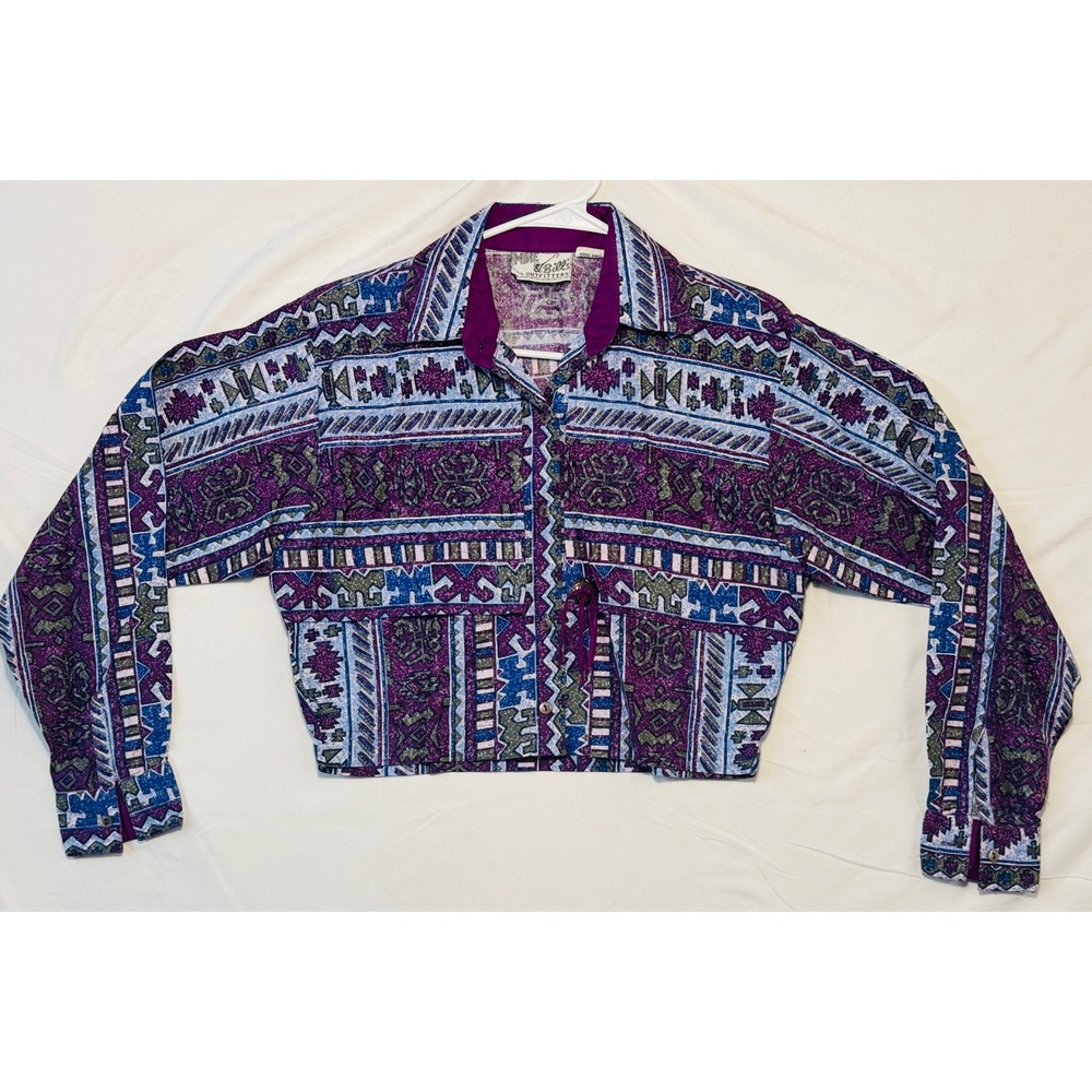 Vintage Mine & Bills Outfitters Purple Southwestern Cropped Cotton Jacket Small